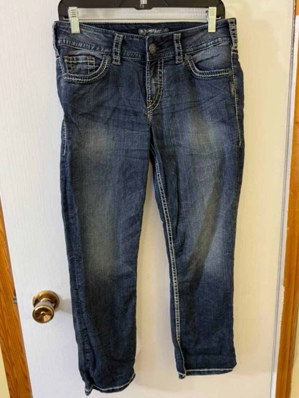 Silver Jeans Suki Capri Dark Wash Y2K Embroidered Jeans W29 - Picture 2 of 9